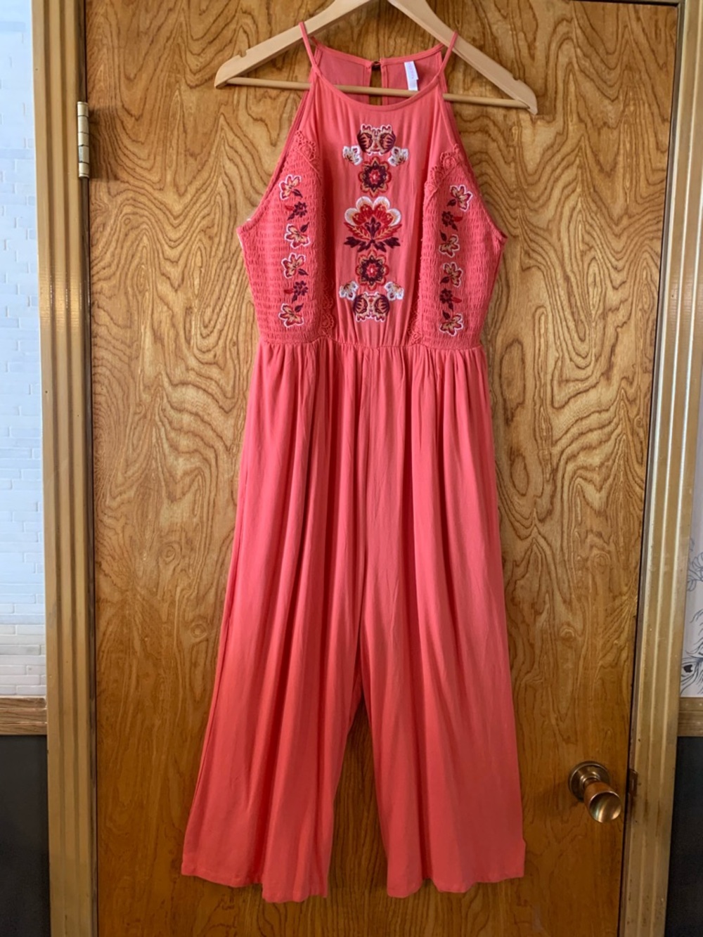 Coral Embroidered Jumpsuit